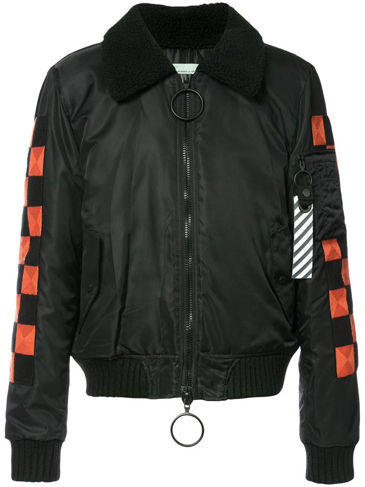 Off-white - Checker Bomber Jacket - Men - Polyamide/viscose - L, Black, Polyamide/viscose