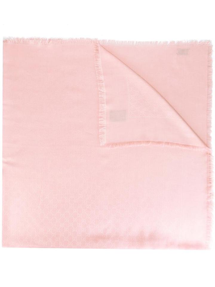 Gucci Frayed Scarf, Pink/purple, Silk/wool