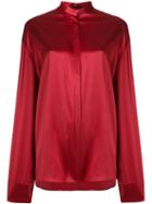 Haider Ackermann - Metallic Sheen Blouse - Women - Silk - 38, Red, Silk
