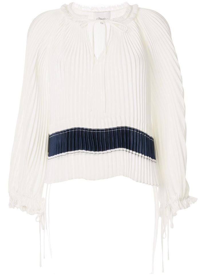 3.1 Phillip Lim Ruffled Neckline Pleated Blouse - White
