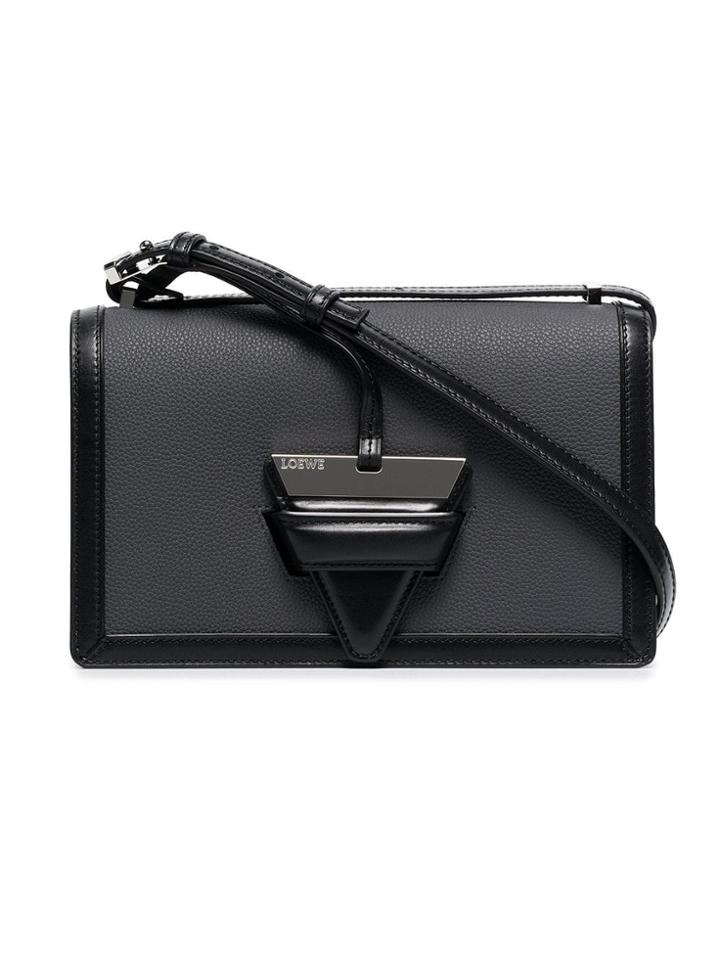 Loewe Black And Grey Barcelona Leather Shoulder Bag