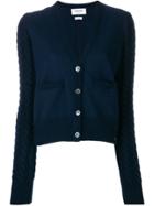 Thom Browne Cable Knit V-neck Cardigan - Blue