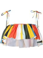 Tory Burch Balloon Stripe Ruffled Bikini Top - Multicolour
