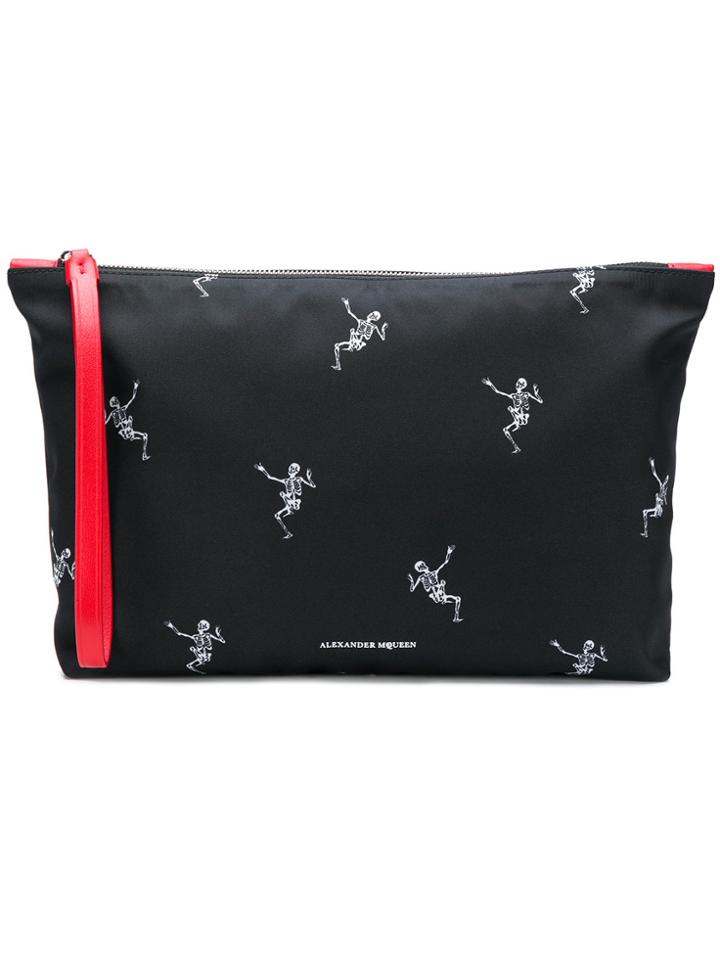 Alexander Mcqueen Scar Skeleton Printed Clutch - Black
