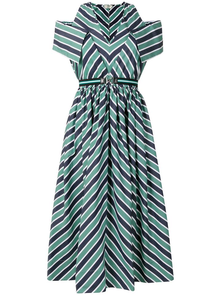 Fendi Striped Midi Dress - Green