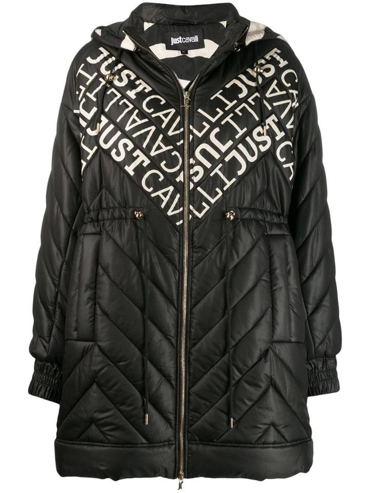 Just Cavalli Logo Padded Coat - Black