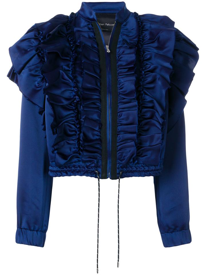 Christian Pellizzari Frill Bomber Jacket - Blue