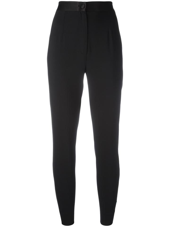Dolce & Gabbana High-waisted Trousers, Women's, Size: 44, Black, Virgin Wool/silk/spandex/elastane