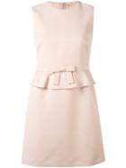 Red Valentino Pleated Trim Dress, Women's, Size: 44, Pink/purple, Cotton/viscose/acetate/polyester