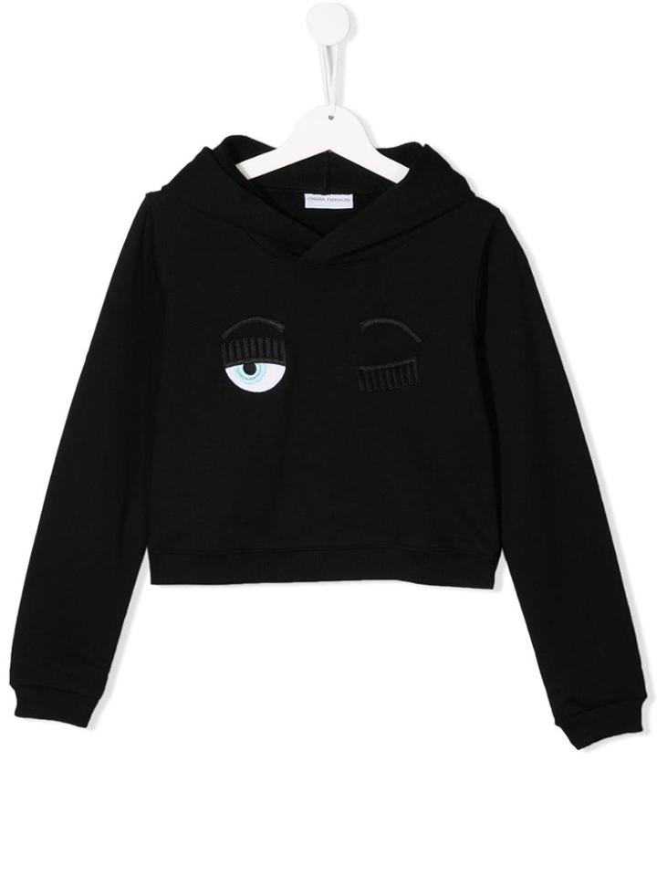 Chiara Ferragni Kids Embroidered Detail Hoodie - Black