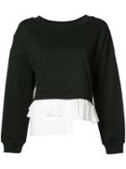Boutique Moschino - Ruffled Detail Sweatshirt - Women - Cotton/rayon - 44, Black, Cotton/rayon