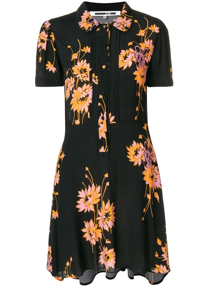 Mcq Alexander Mcqueen Bunny Floral Dress - Black