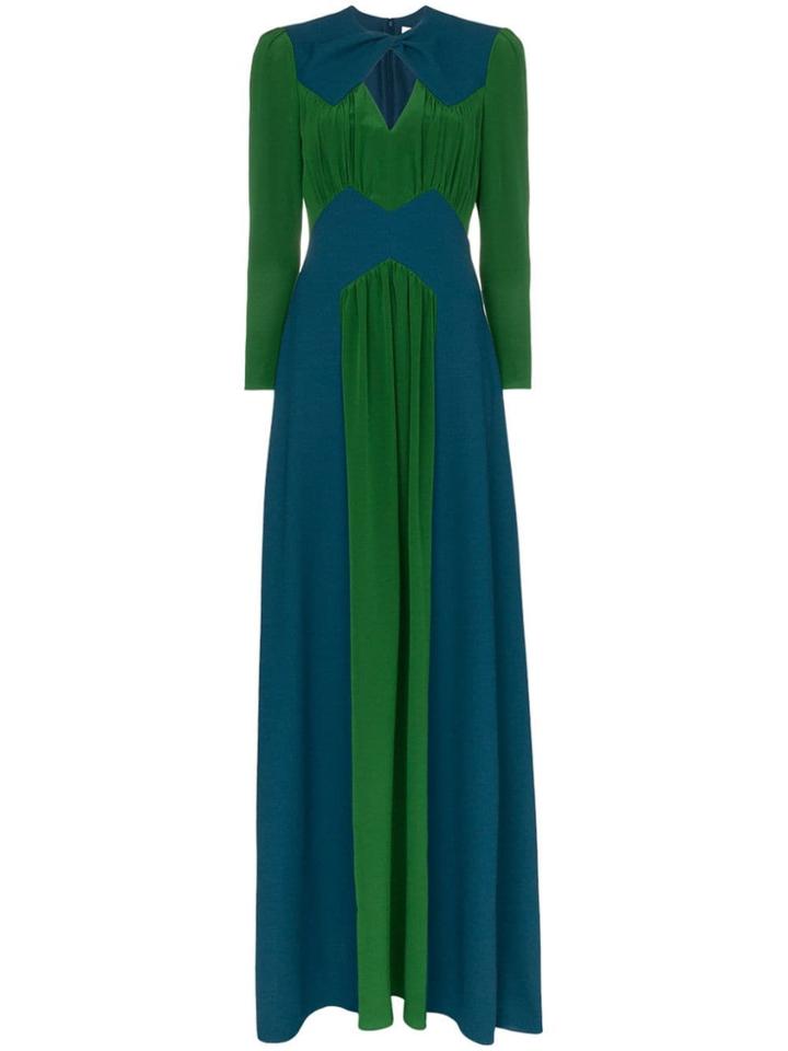 Givenchy High Neck Cutout Detail Two Tone Maxi Dress - Blue