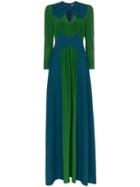 Givenchy High Neck Cutout Detail Two Tone Maxi Dress - Blue