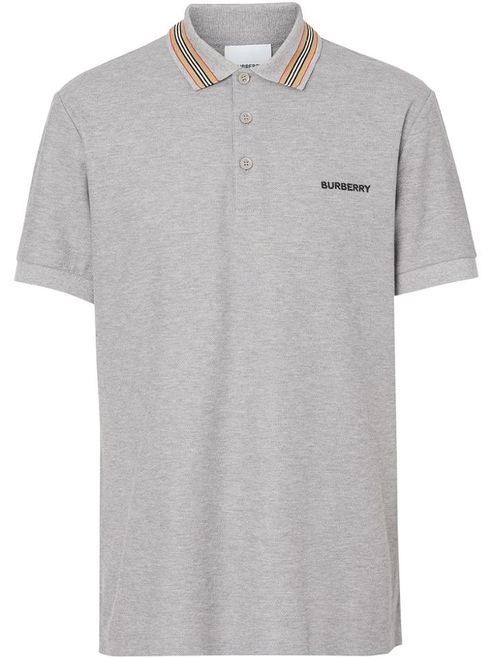 Burberry Icon Stripe Detail Polo Shirt - Grey