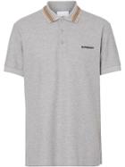 Burberry Icon Stripe Detail Polo Shirt - Grey