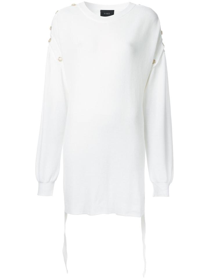 G.v.g.v. Button Detail Midi Jumper, Women's, Size: Xs, White, Cotton/polyester