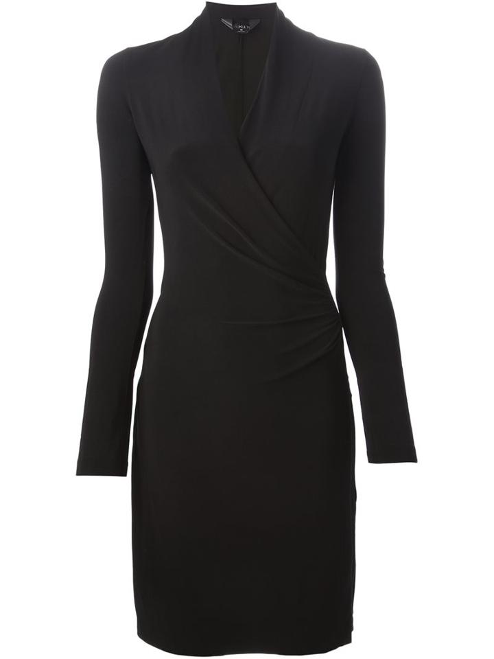 Norma Kamali Wrap-style Fitted Dress, Women's, Size: Medium, Black, Polyester/spandex/elastane