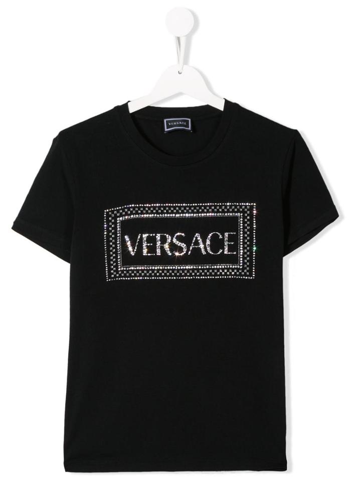 Young Versace Crystal Logo T-shirt - Black