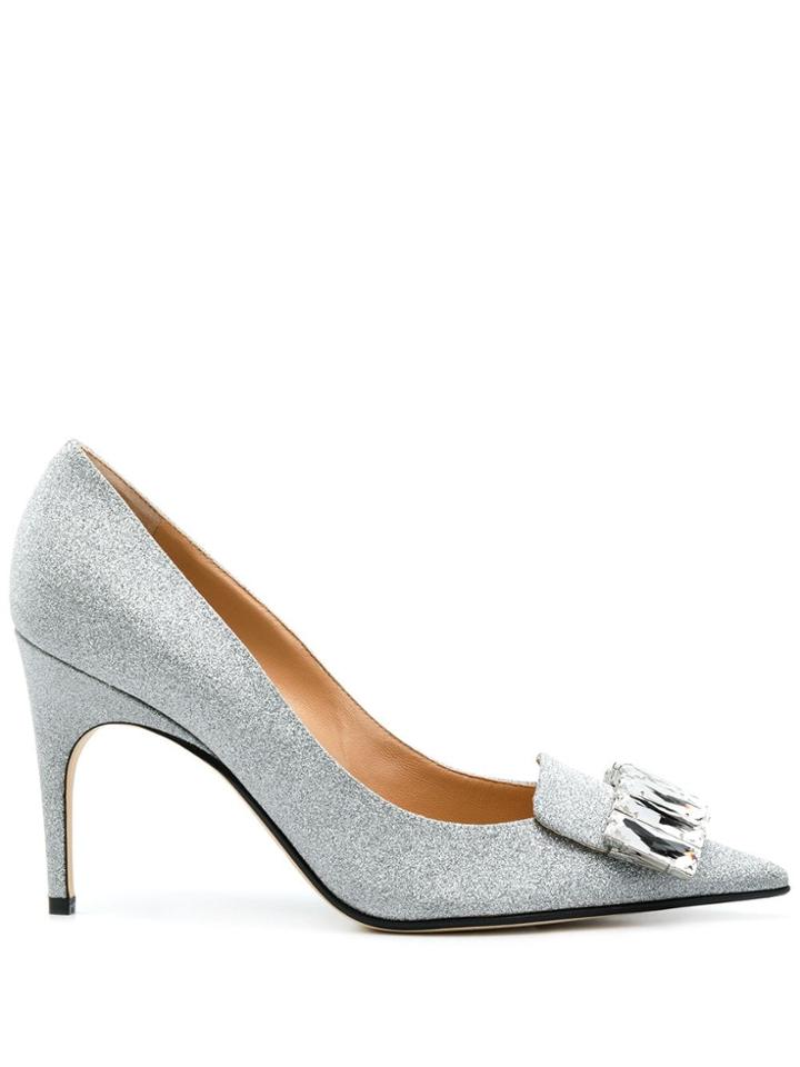 Sergio Rossi Logo Plaque Pumps - Silver