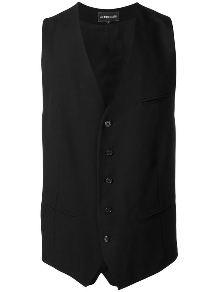 Ann Demeulemeester Classic Waistcoat, Men's, Size: Medium, Black, Wool/cotton/rayon