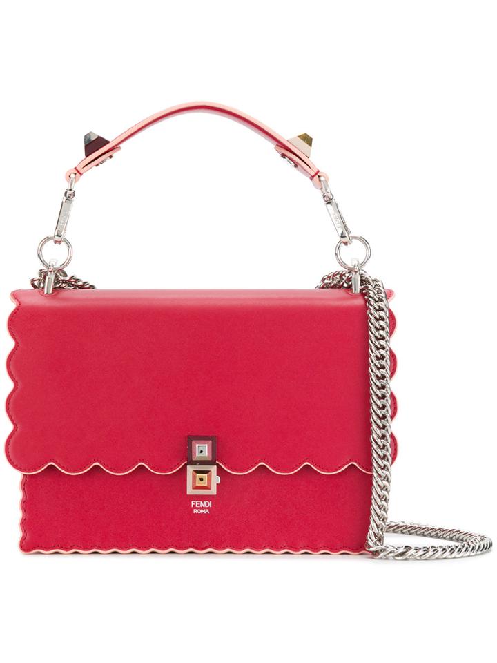 Fendi Kan I Scalloped Shoulder Bag - Red