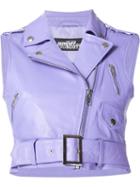 Jeremy Scott Leather Biker Vest, Women's, Size: 38, Pink/purple, Lamb Skin