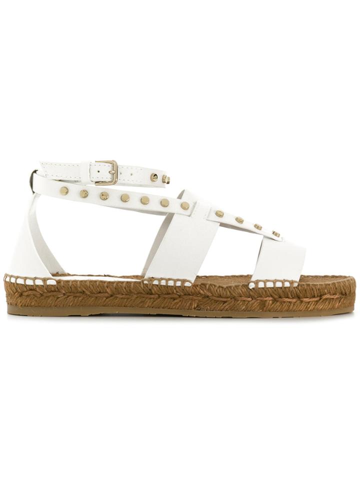 Jimmy Choo Denise Studded Raffia Sandals - White