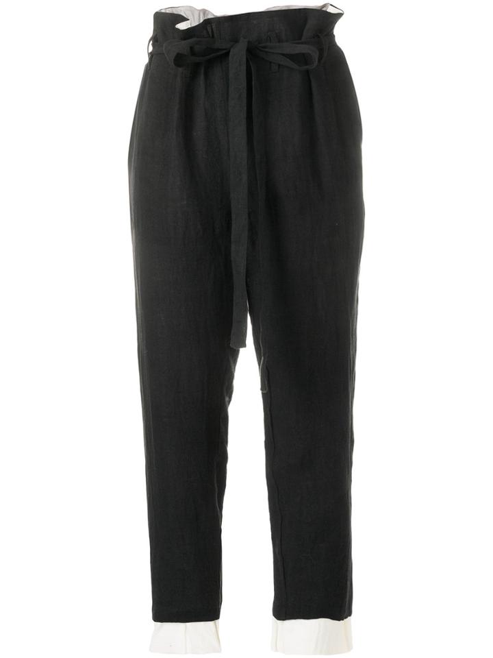 Aleksandr Manamïs Paperbag Waist Cropped Trousers - Black