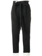Aleksandr Manamïs Paperbag Waist Cropped Trousers - Black