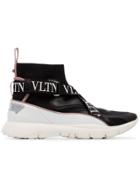 Valentino Black And White Heroes Her Logo Leather Sneakers