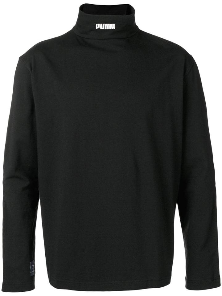 Puma Logo Print High Neck Top - Black