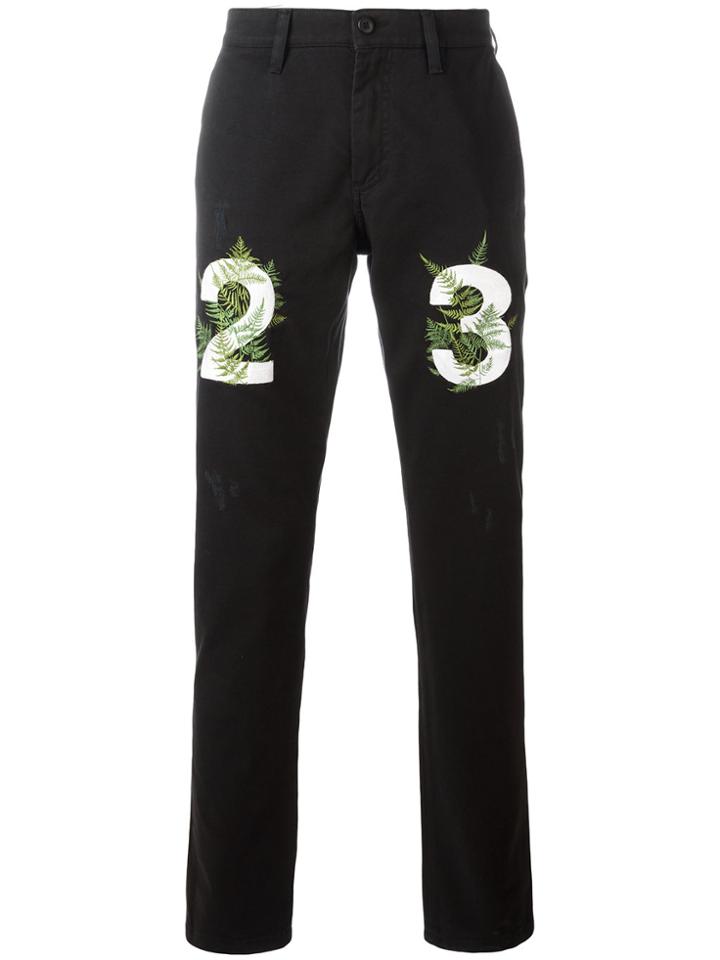 Off-white Numbers Print Slim-fit Jeans - Black