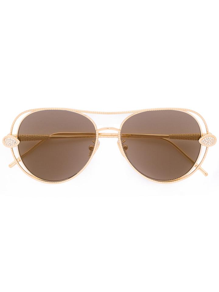 Boucheron Swarovski Crystal Embellished Aviators - Metallic