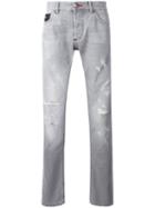 Philipp Plein - Distressed Straight Leg Jeans - Men - Cotton/polyester - 32, Grey, Cotton/polyester