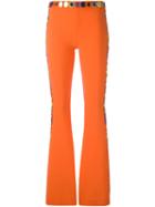Moschino Mirror Embroidered Flared Trousers, Women's, Size: 40, Yellow/orange, Triacetate/polyester