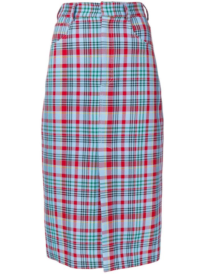 House Of Holland Tartan Pencil Skirt - Blue