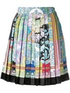 Versace Rainbow Baroque Pleated Skirt - Blue