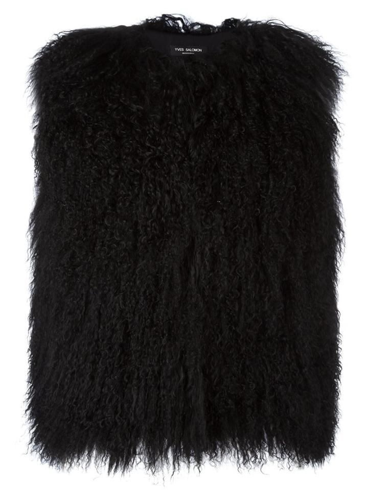 Yves Salomon Fuzzy Gilet, Women's, Size: 34, Black, Lamb Skin/lamb Fur
