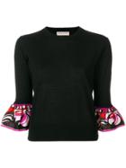 Emilio Pucci Frilled-sleeve Knitted Top - Black