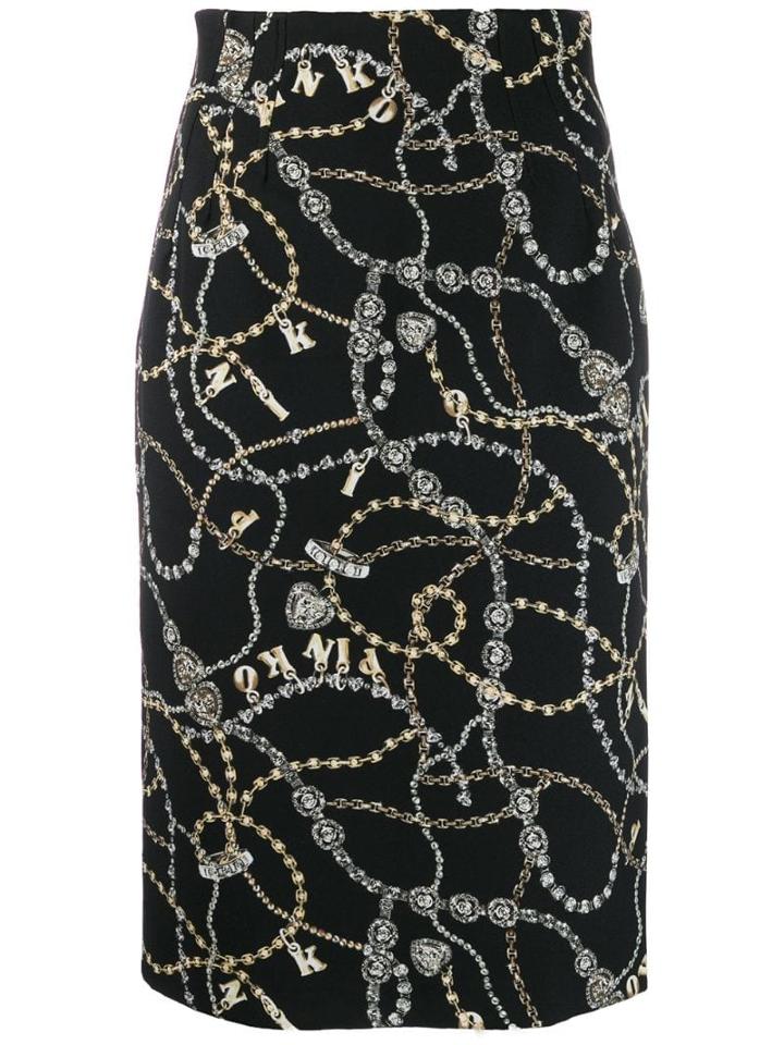 Pinko Printed Pencil Skirt - Black