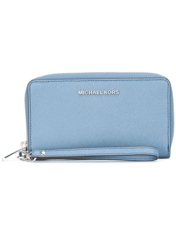 Michael Michael Kors Wrist Strap Zip Wallet - Blue