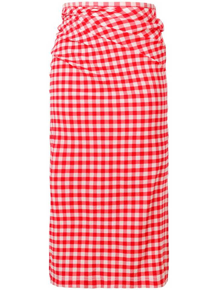 Comme Des Garçons Vintage Gingham Check Skirt - Red