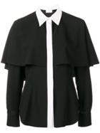 Sara Battaglia Contrasting Detail Cape Shirt - Black
