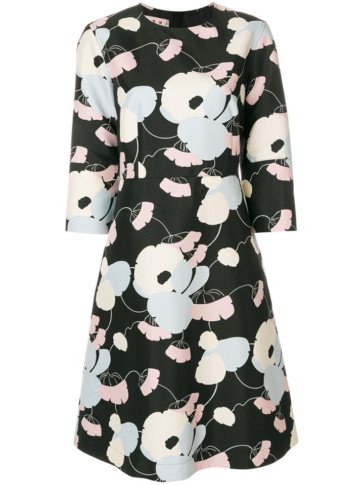 Marni Floral Shift Dress - Black