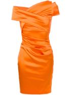 Talbot Runhof Ruched Fitted Dress - Yellow & Orange