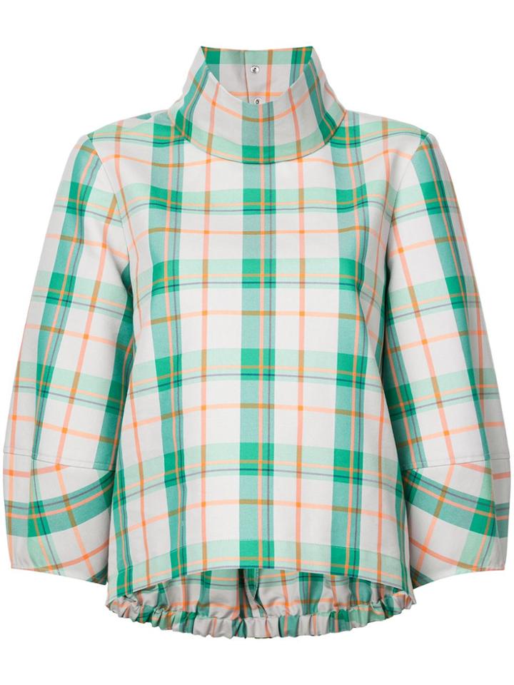 Tibi Hani Funnel Neck Top - Green