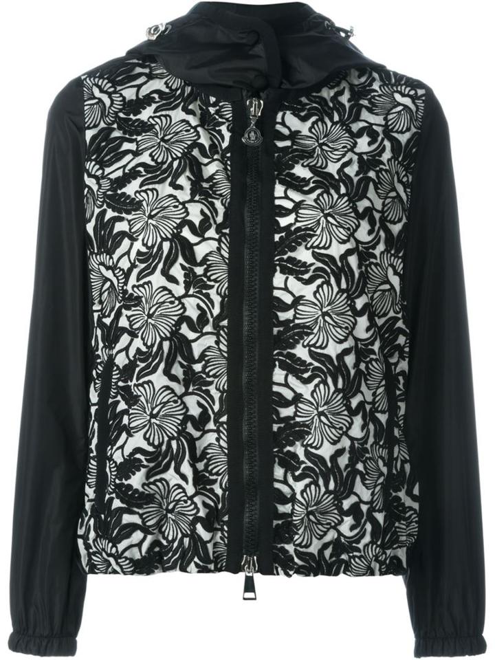 Moncler Floral Macrame Windbreaker, Women's, Size: 3, Black, Cotton/nylon/polyester/polyamide