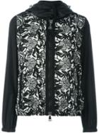 Moncler Floral Macrame Windbreaker, Women's, Size: 3, Black, Cotton/nylon/polyester/polyamide