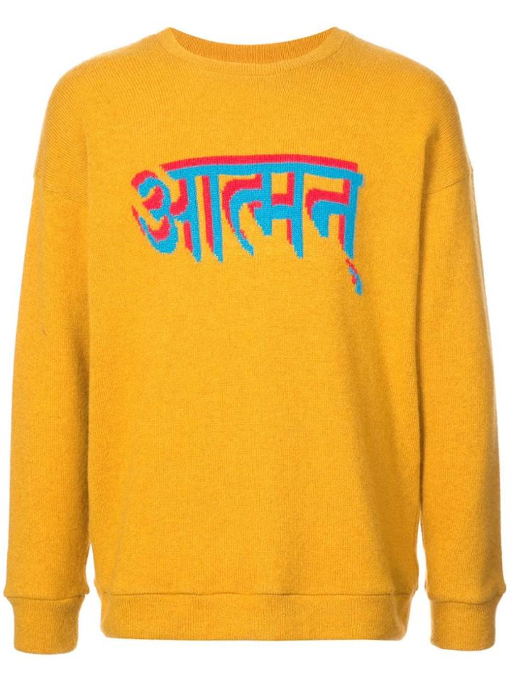 The Elder Statesman Sanskrit-self Intarsia Heavy Jumper - Orange